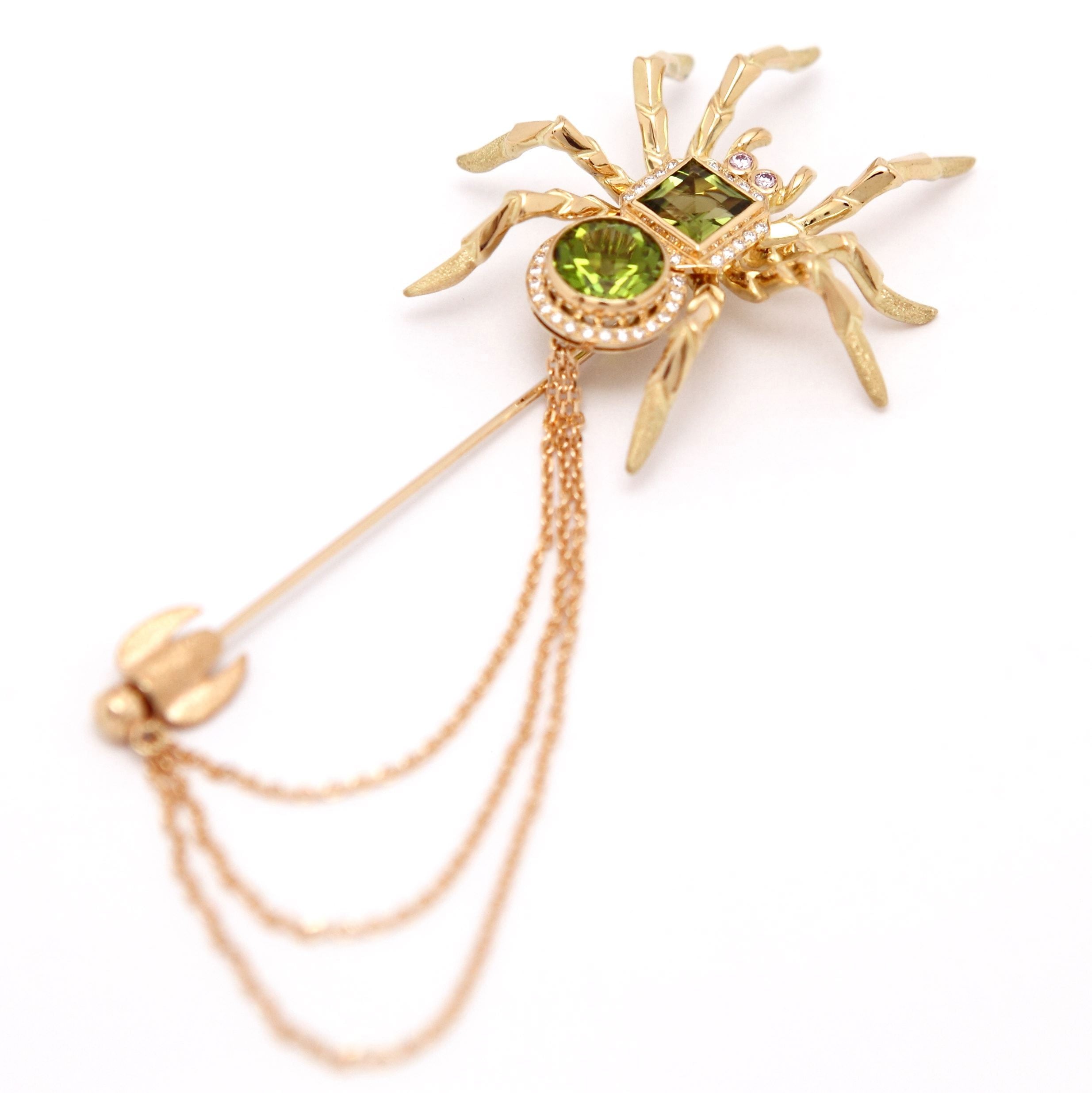 18金 スパイダー ラペルピン『天誅蜘蛛』 ピンクダイヤモンド