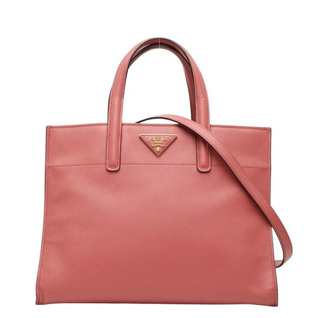 プラダ 三角ロゴプレート ハンドバッグ ショルダーバッグ BN2606 ピンク サフィアーノレザー レディース PRADA 【中古】