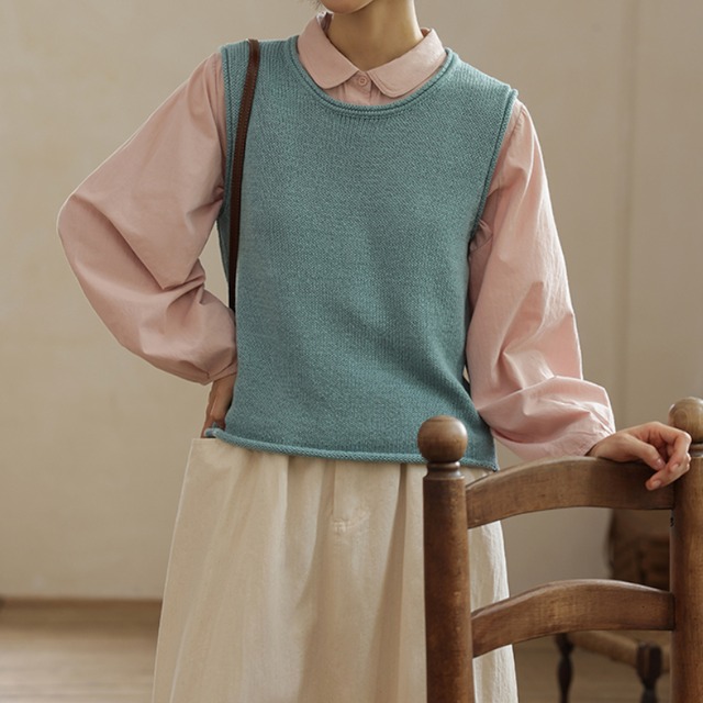 レイヤードデザインニットベスト　M1811