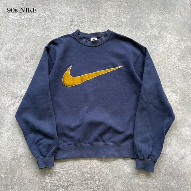【NIKE】 90s ナイキ デカロゴ刺繍 スウェットトレーナー ヴィンテージ NIKE】90s ナイキ デカロゴ刺繍 スウェットトレーナー ヴィンテージ 銀