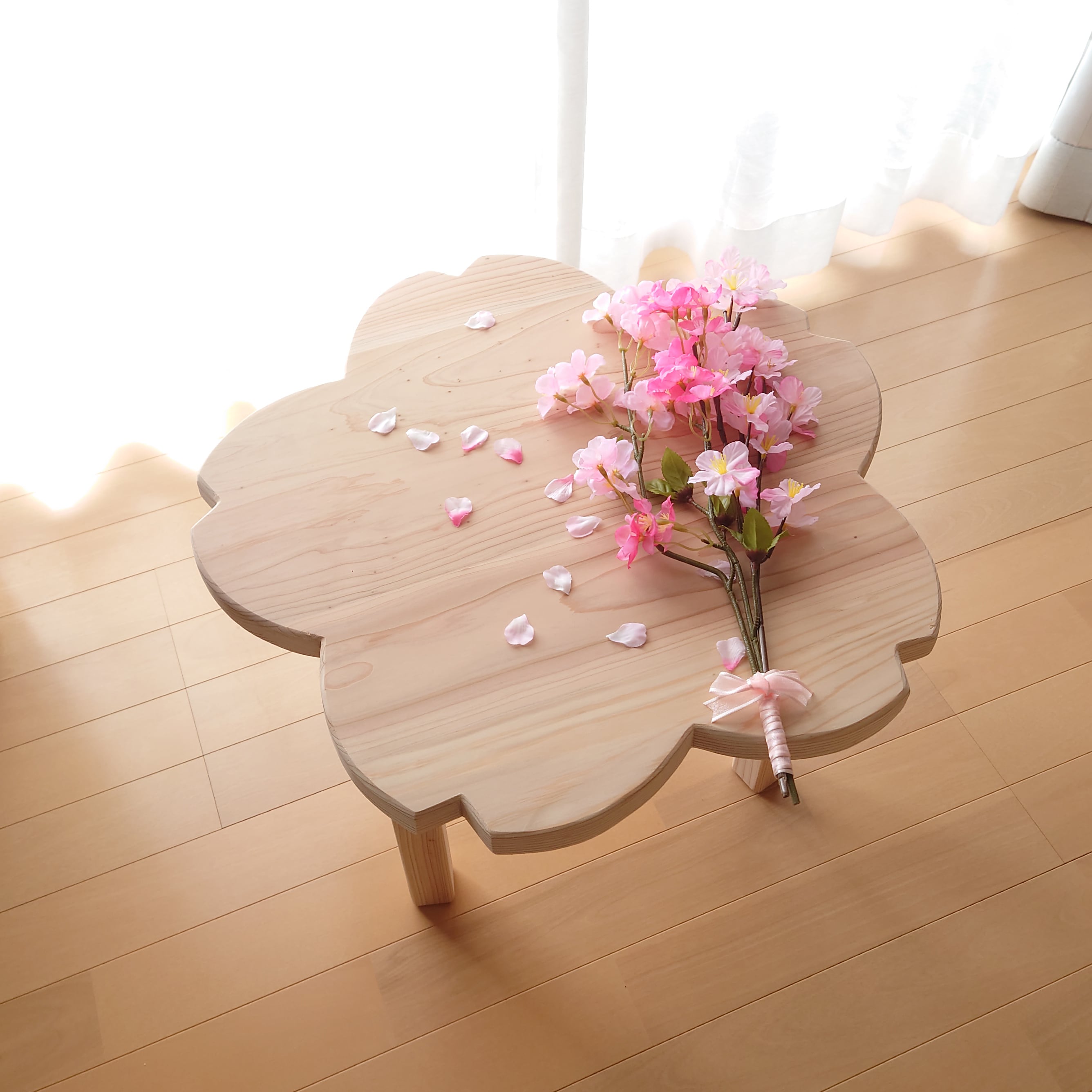 桜・さくら型 ミニテーブル【無塗装】 | 創作家具 黒々 - kokukoku -