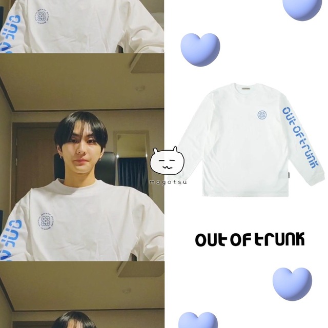★ENHYPEN ジョンウォン 着用！！【OUT OF TRUNK】TRUNK Logo Print Long Sleeve (White)