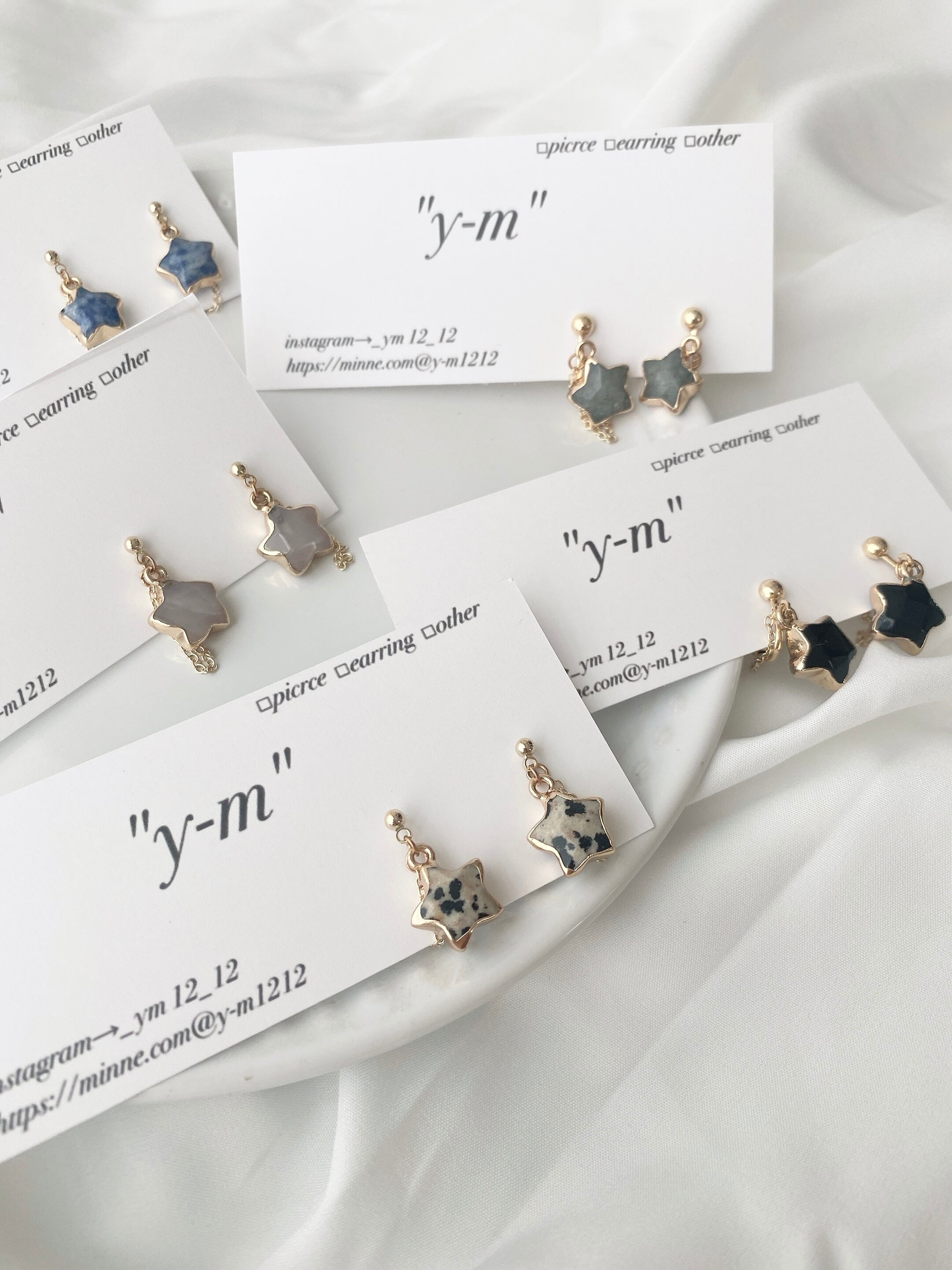 星形の天然石/y-m-上品なハンドメイドピアス | y-m-上品なハンドメイド