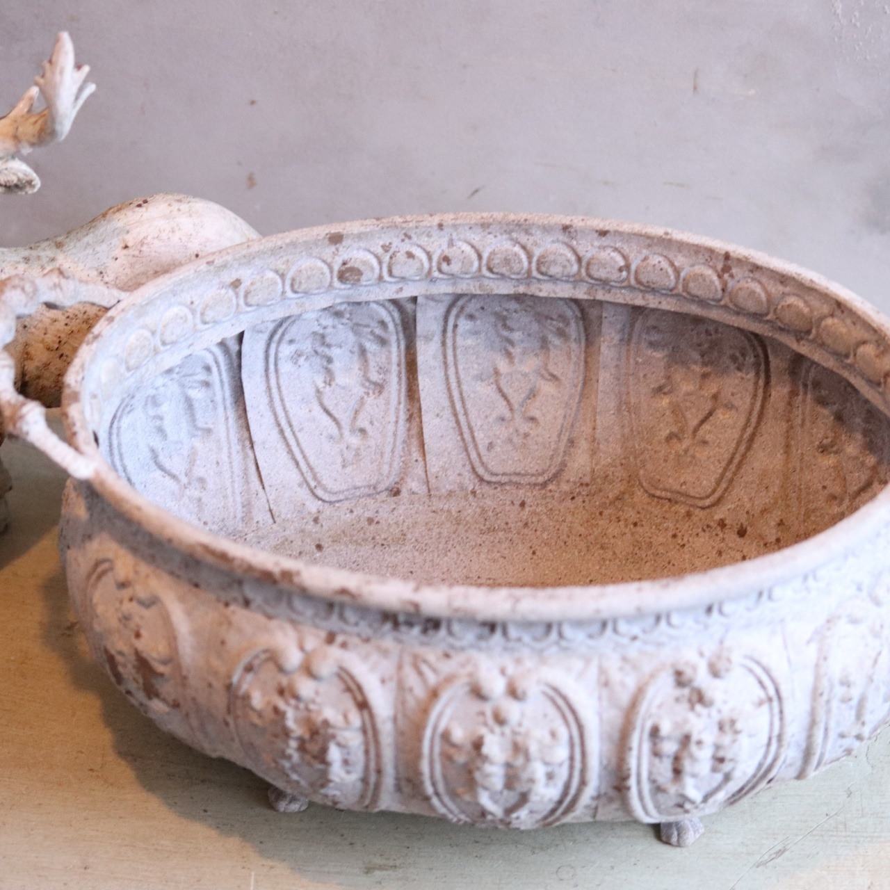 mondimanche 植木鉢　アンティークデコレオーバルMW｜シャビーシック　寄せ植えして飾ると素敵なガーデンになる　UF574