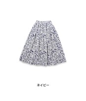 CUORE STORE/コットンリネンリーフプリントロングスカート