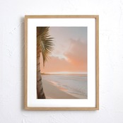 today was good day..｜サンセットビーチの癒しアートポスター｜柔らかなピンク空が心を整えるリゾートデザイン｜額縁セット｜A2ポスター