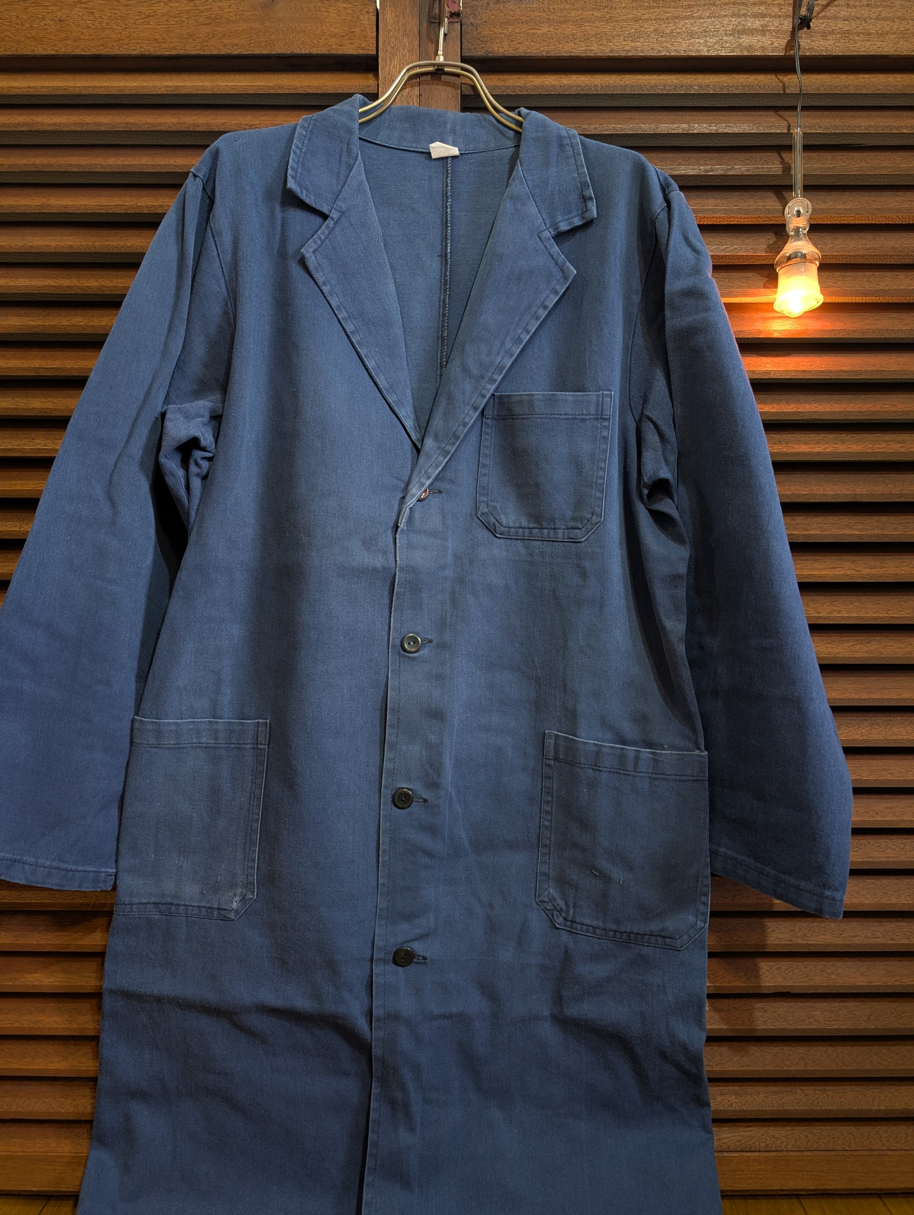 Italy Cotton Work Coat Faded Navy