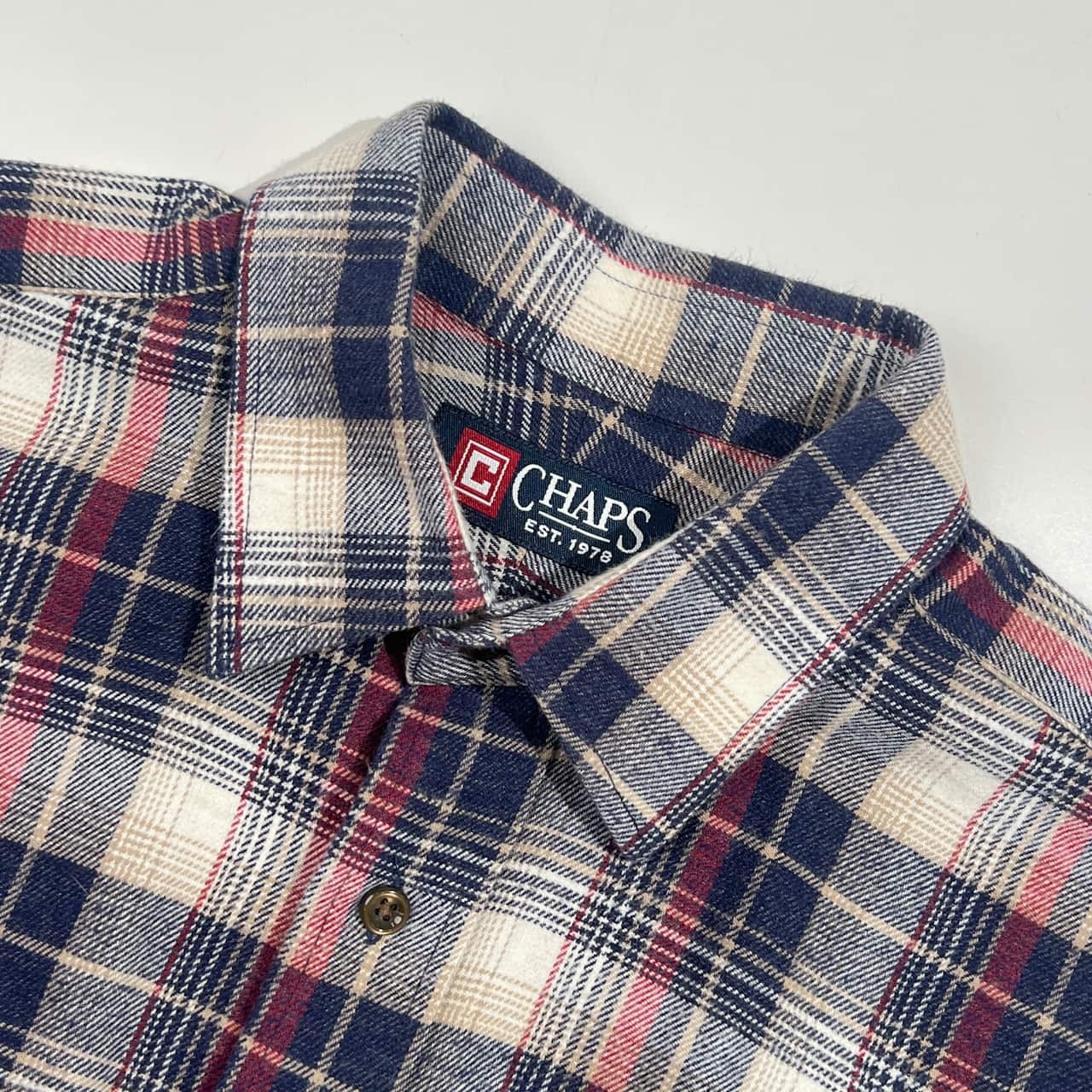 CHAPS チャップス チェック 長袖 ネルシャツ L/ブルー×レッド 系 メンズ
