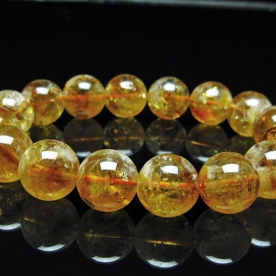 シトリン ブレスレット 虹入り 14mm シトリンクォーツ ブレス メール便可 一点物 111-50389