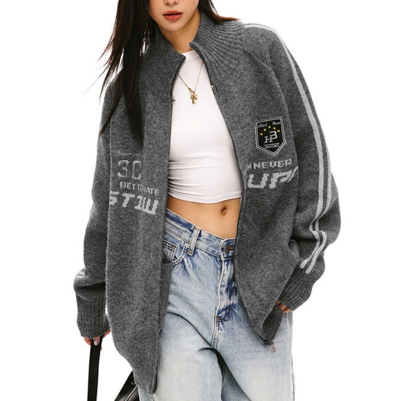 ラインロゴニットブルゾン 3col R00888