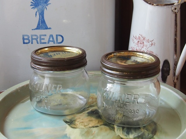 イギリスアンティーク　ガラスジャー(2個セット)　KILNER