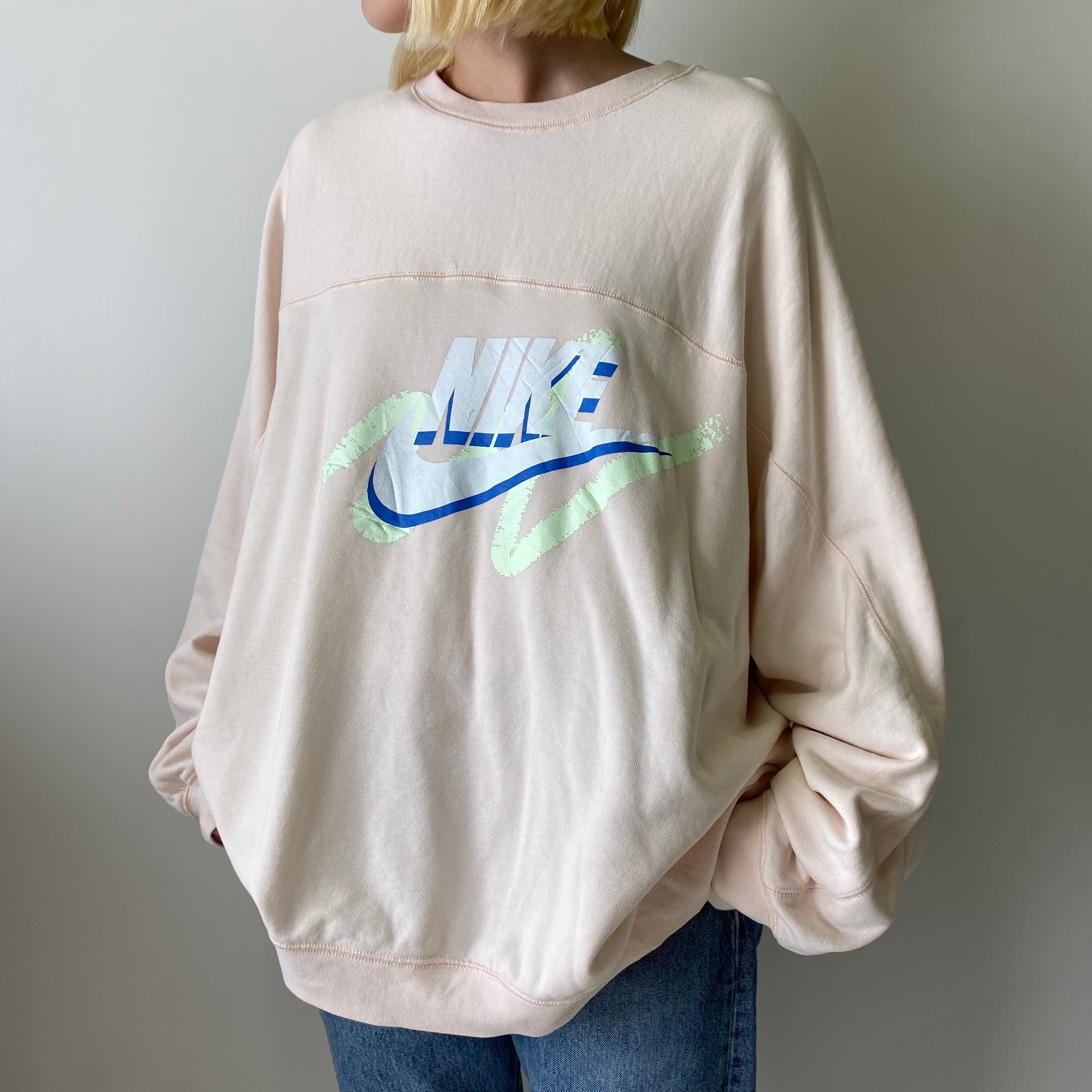 ビッグサイズ Nike ナイキ ロゴ プリント スウェットシャツ トレーナー メンズ2xl レディース 大きいサイズ 古着 ピンク スウェット Cave 古着屋 公式 古着通販サイト