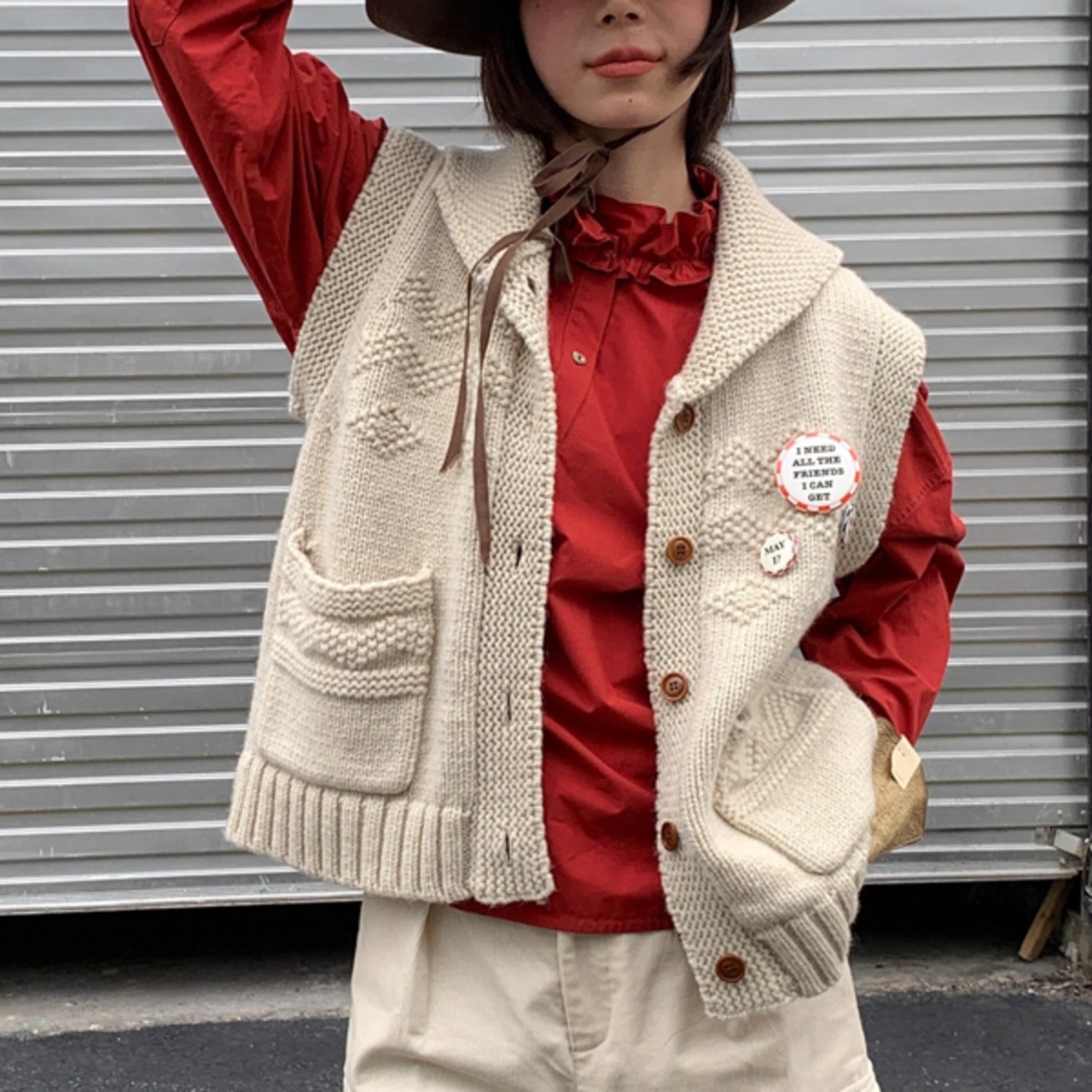 雪明かりノルディックを纏うVネックベスト《W0227》