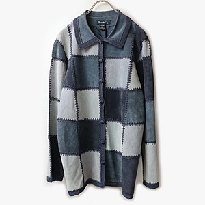 DENIM&Co スエードレザー クロシェ パッチワーク ジャケット 古着 used レディース