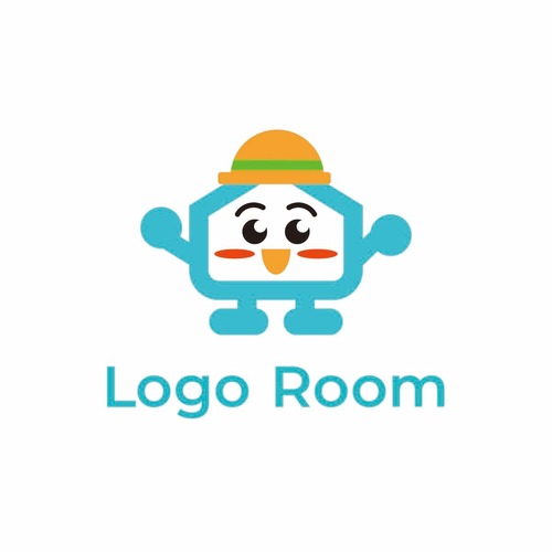 No505 ヘルメットを被った家のキャラクター【キャラクター、家、イラスト、可愛い、シンプル、親しみ、建築、建設、製造、不動産、リフォーム】