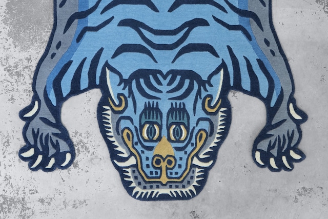 Tibetan Tiger Rug 《Lサイズ•ウール・オリジナル3・レイニーブルー285》チベタンタイガーラグ