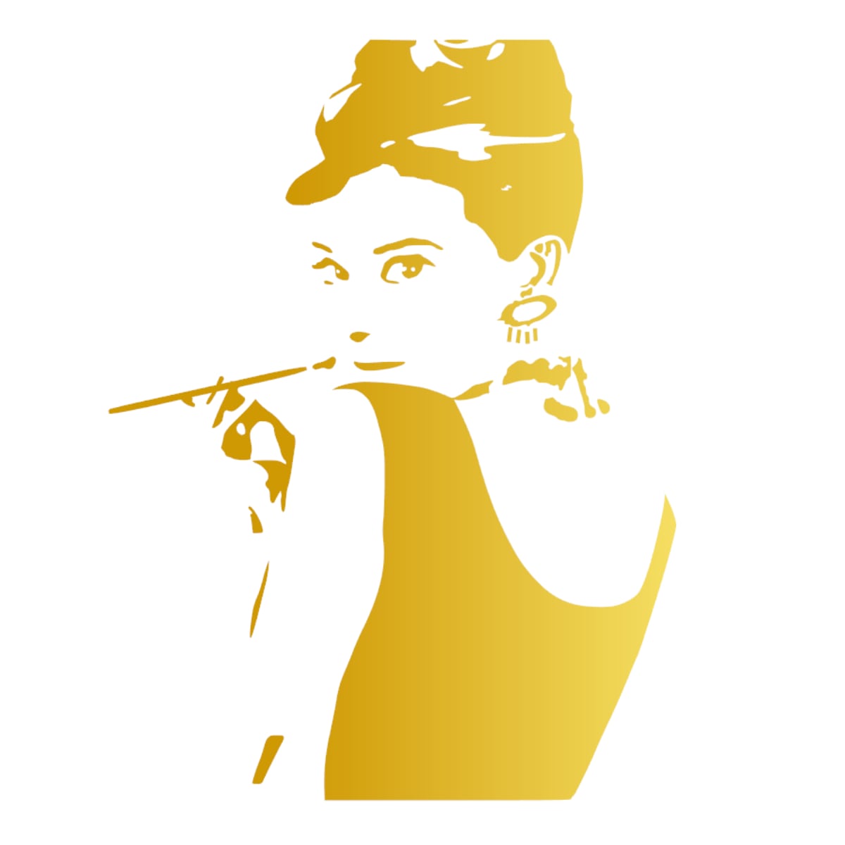 ウォールステッカー オードリー 振り向き Audrey シルエット 金 光沢 ゴールド