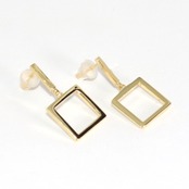 シンプルライフに！ シルバー シンプル ライン スクエア ゴールド ピアス simple silver series