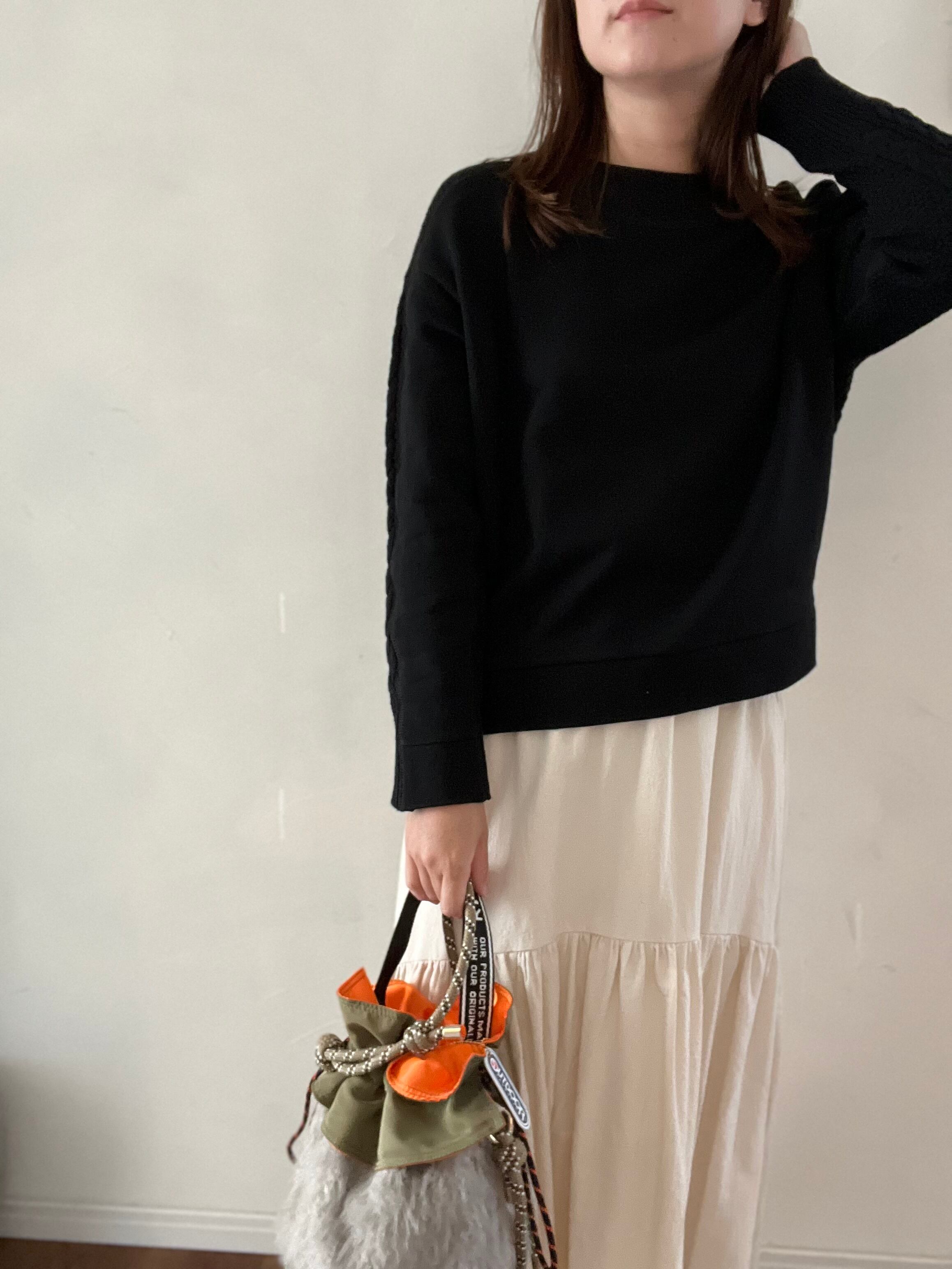 【SELECT】スウェット×ケーブルニットドッキングプルオーバー　25-0496