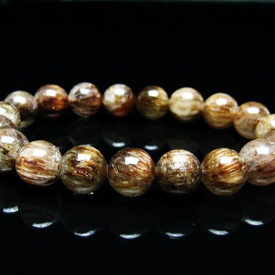 キャッツアイルチルクォーツ ブレスレット 10mm ルチルクォーツ ブレス 一点物 メール便可 [M便 1/10] 111-45776