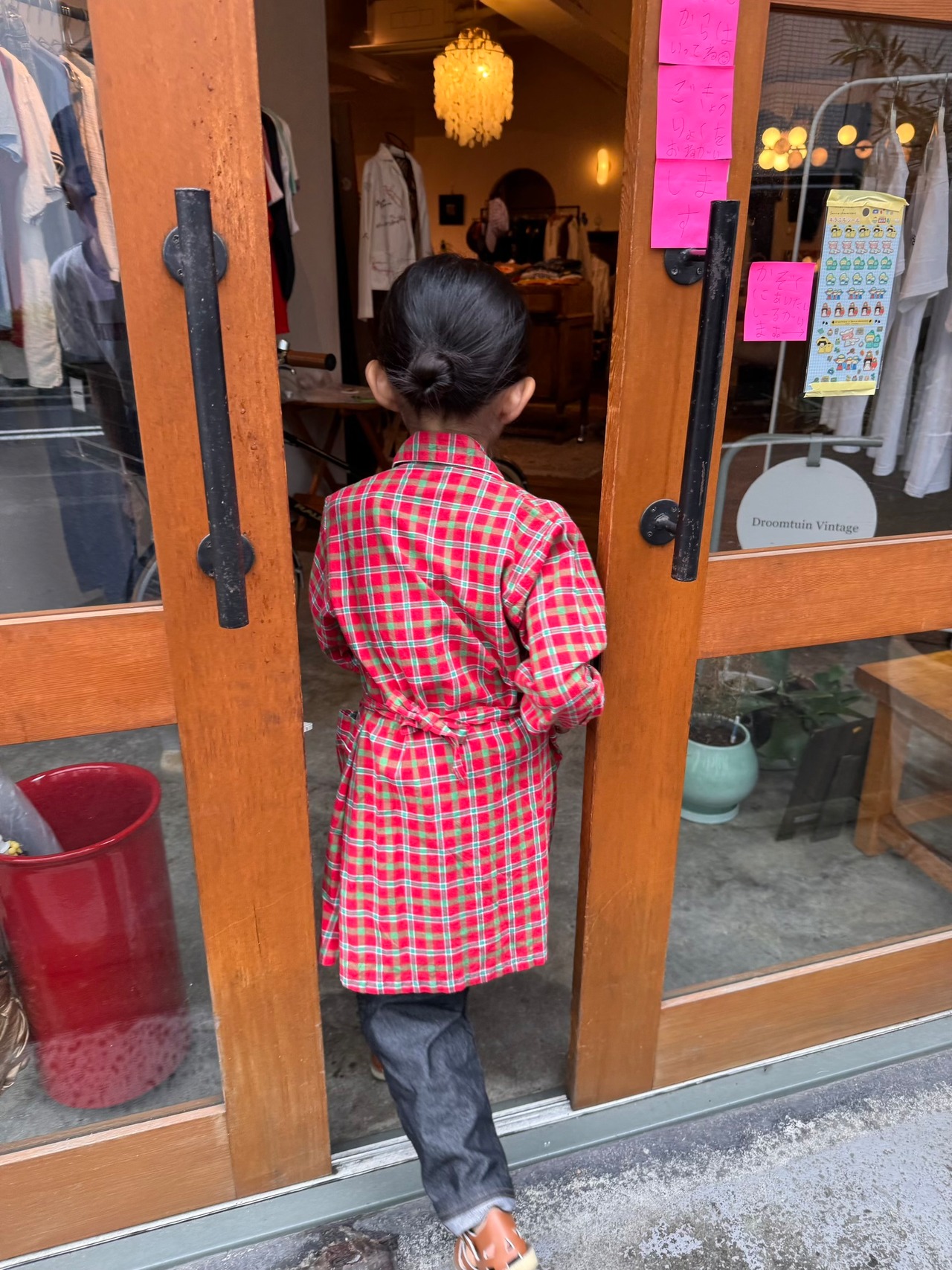 [kids] ブロックチェックコートスタイルワンピース