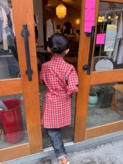 [kids] ブロックチェックコートスタイルワンピース