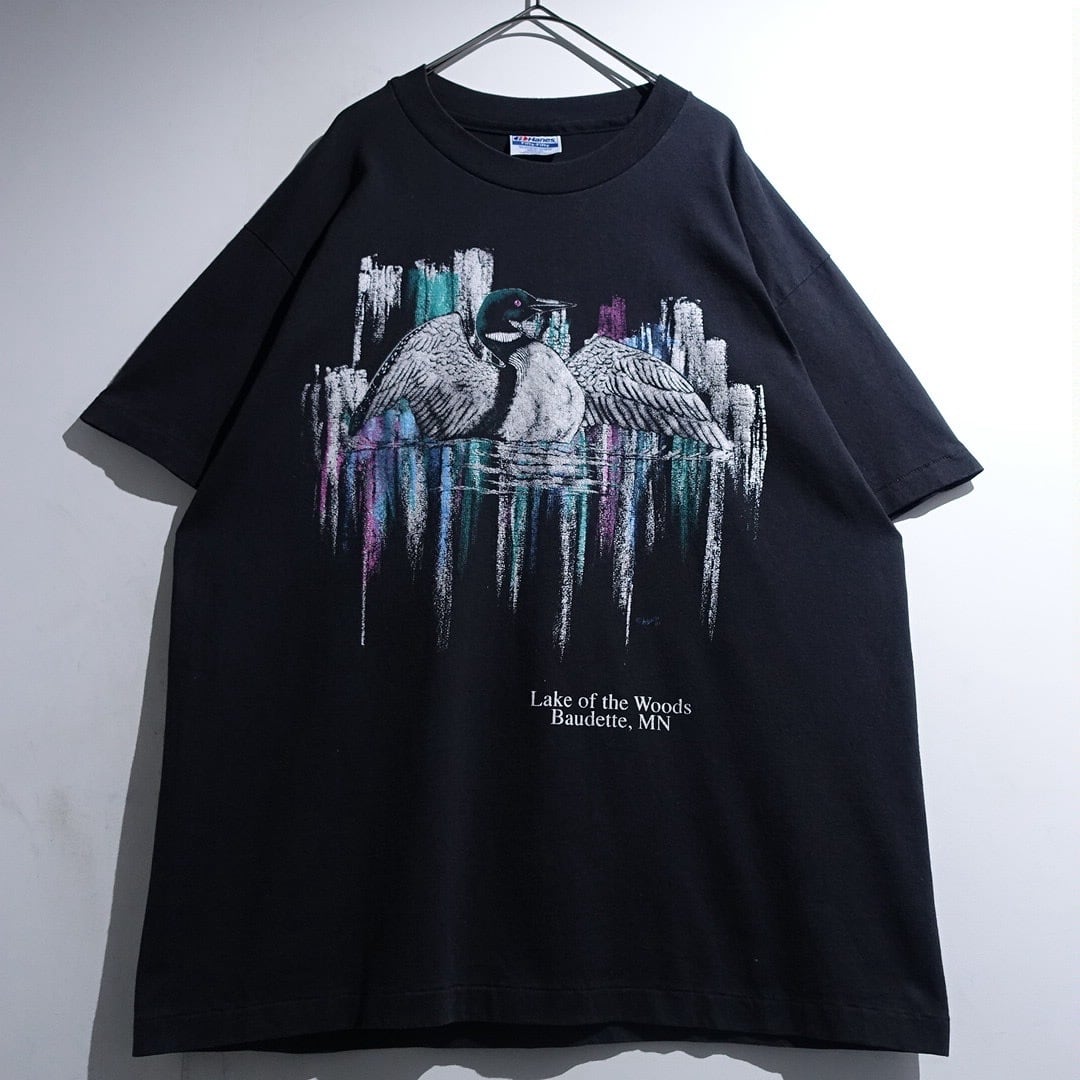 90s "Hanes" Black Duck Art Print Animal T-Shirt