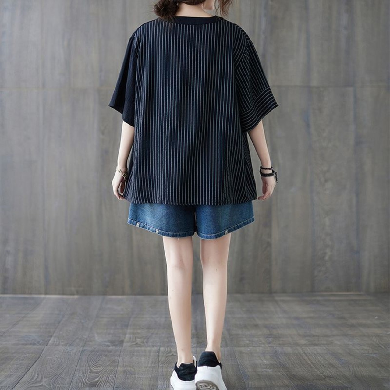 バイカラー ストライプ切替 Tシャツ  30222