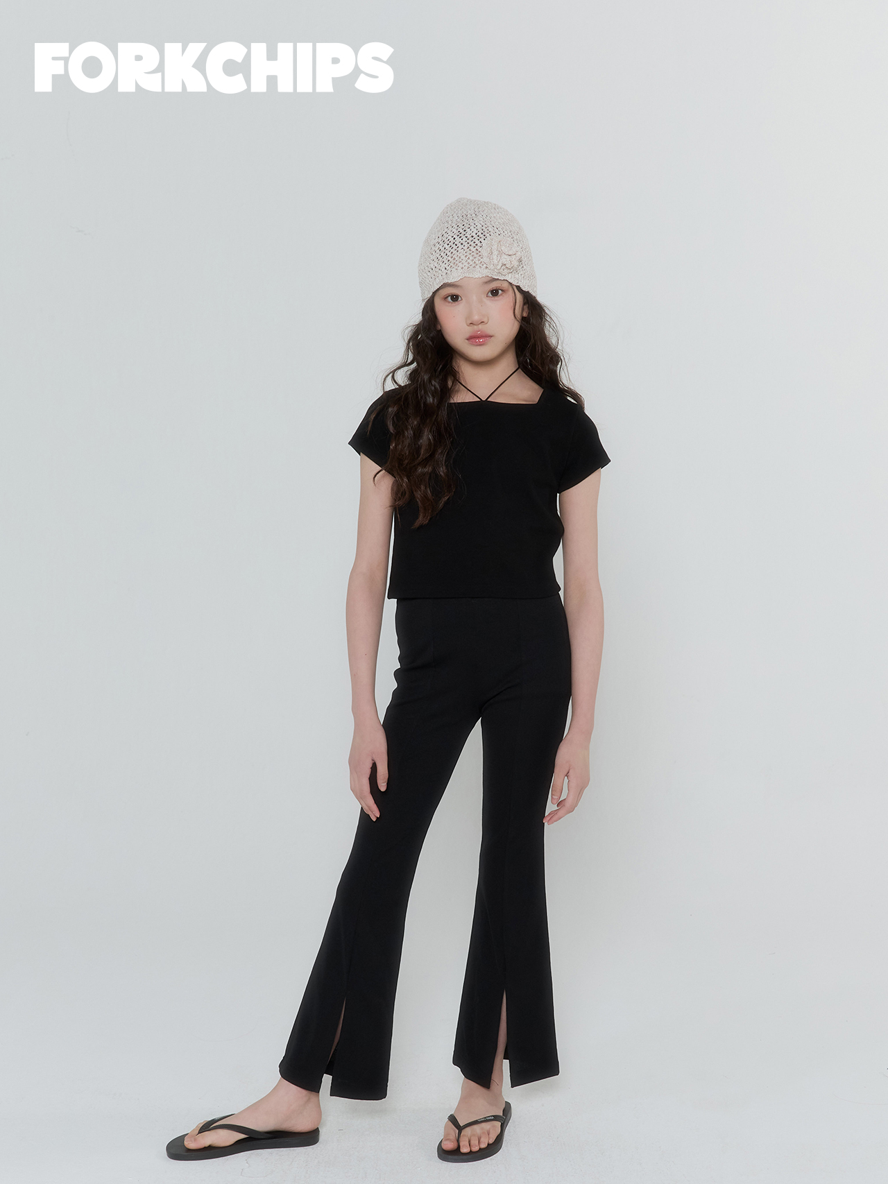 [FORKCHIPS] Edge Ribbon T-shirt (JS/JM/JL/JXL) / [포크칩스] 엣지리본티셔츠 (JS/JM/JL/JXL)