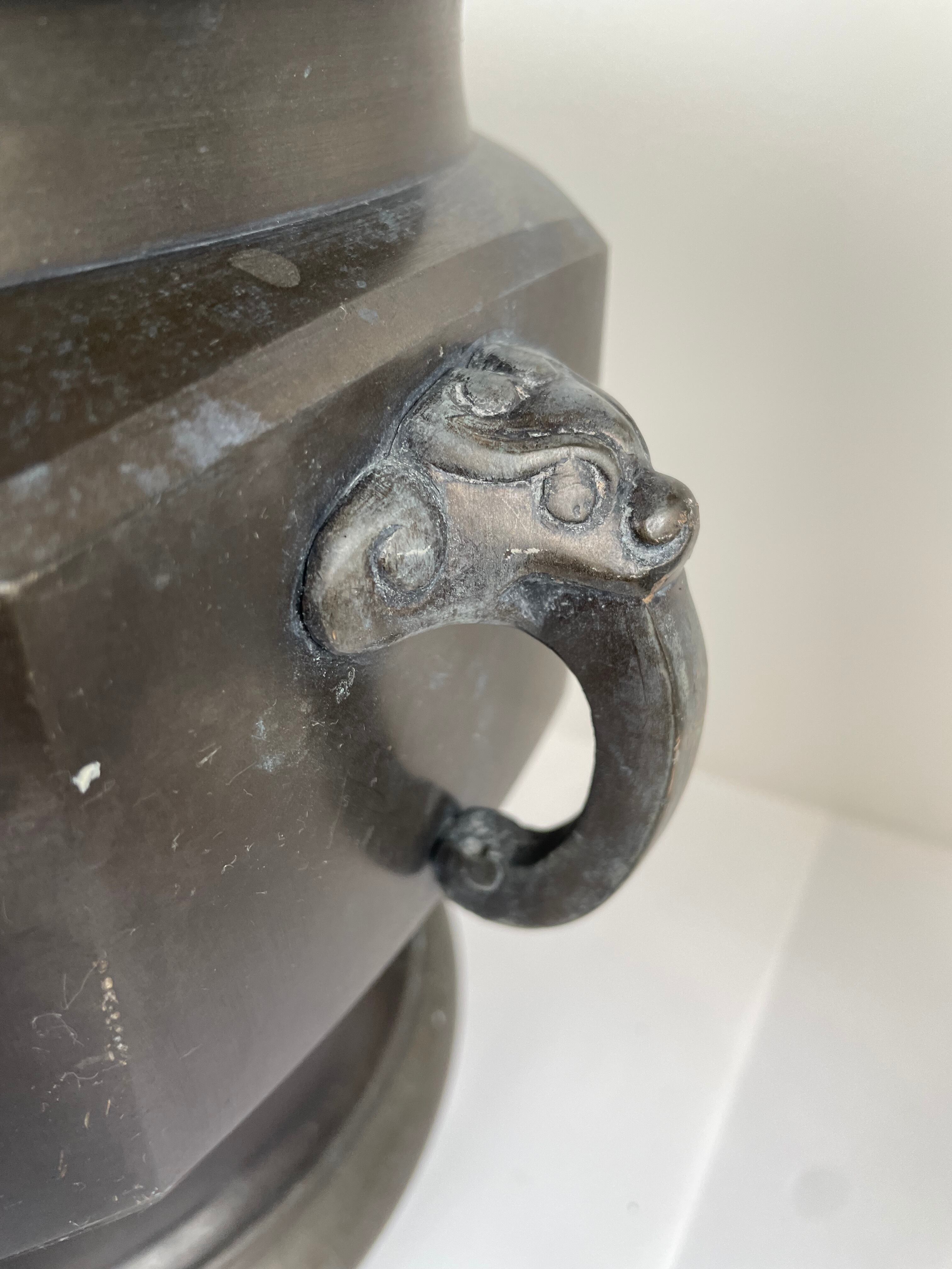 高い信頼 厚い信頼 Japan 手炙り 耳 龍 獅子 獣 双耳 両耳 大型 火鉢 青銅 Vintage その他