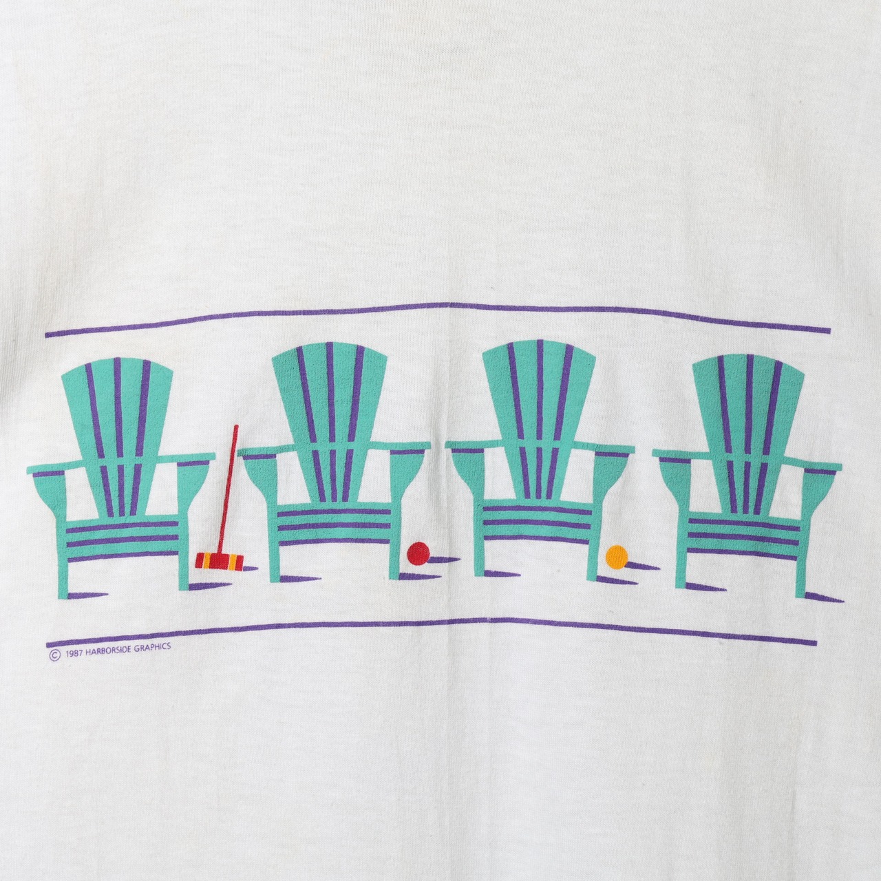 Deadstock XL 87年 USA 袖裾シングル Harborside Graphics Tシャツ ハーバーサイドグラフィックス