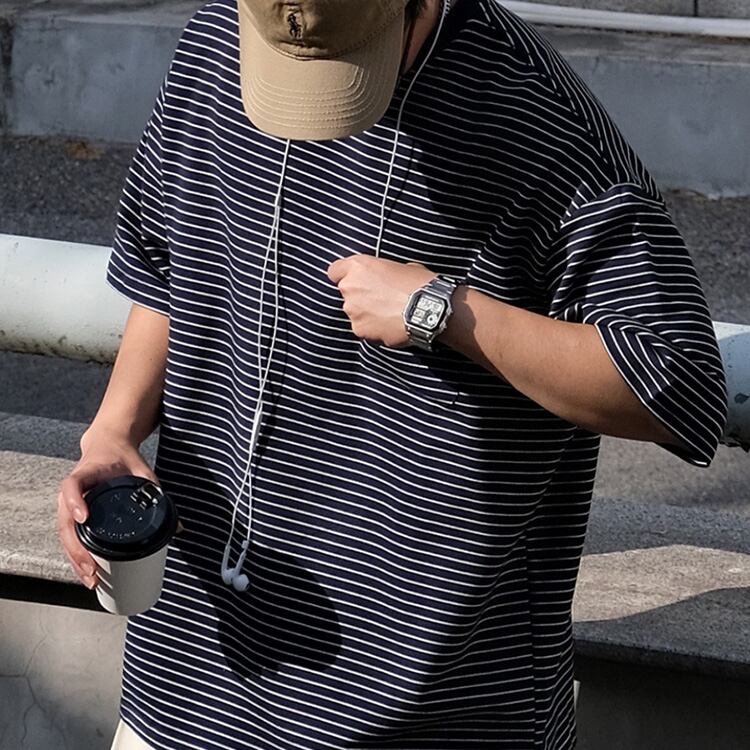 ★STRIPED HEAVY COTTON T-SHIRT　　22066