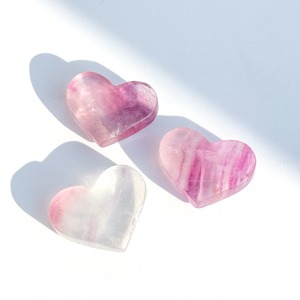 レインボーフローライト ハート 3個set 01◇ Rainbow Fluorite ◇ 天然石・鉱物・パワーストーン・インテリア