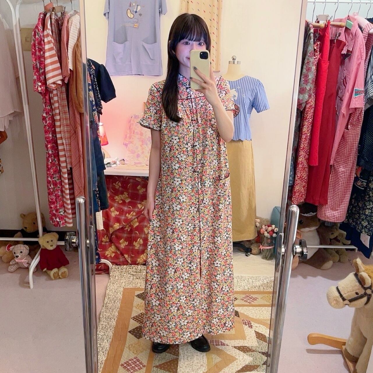 flower toggle button neglige one-piece