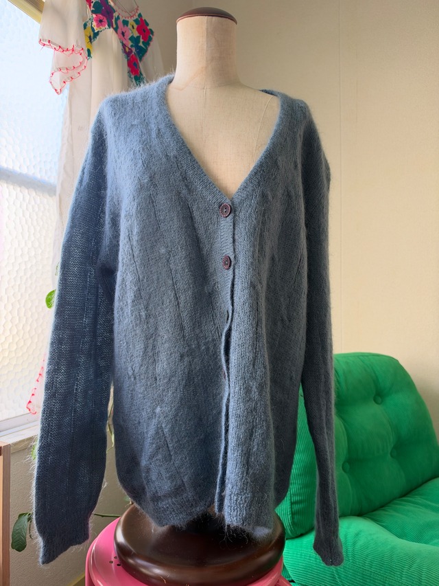 70s-80s Euro V-Neck Mohair Knit Cardigan