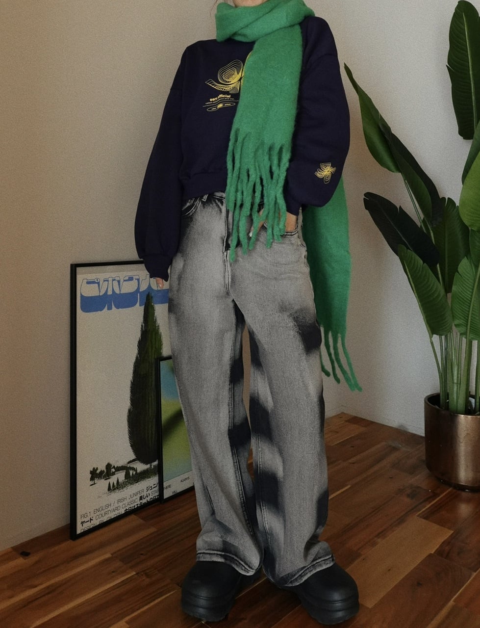 osrs original ］2way puff sleeve sweat / Navy ○完売次第終了