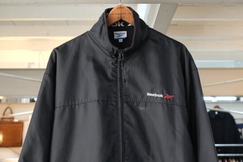 90's Reebok embroidery black zip-up nylon Jacket 