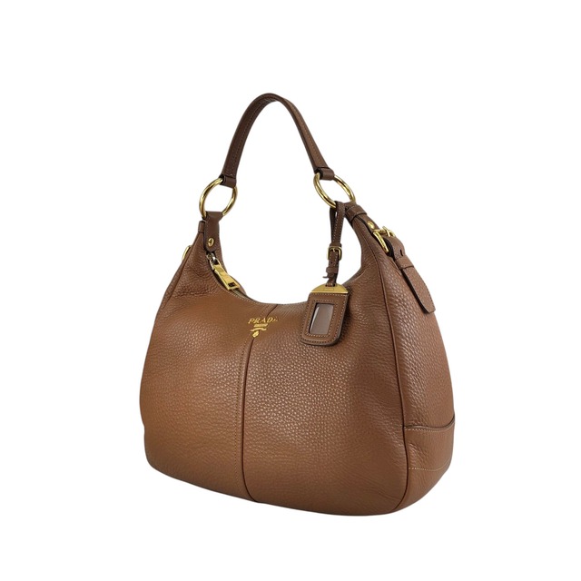 PRADA プラダ ショルダーバッグ ブラウン ロゴ レザー ホーボー vintage ヴィンテージ オールド vbntex