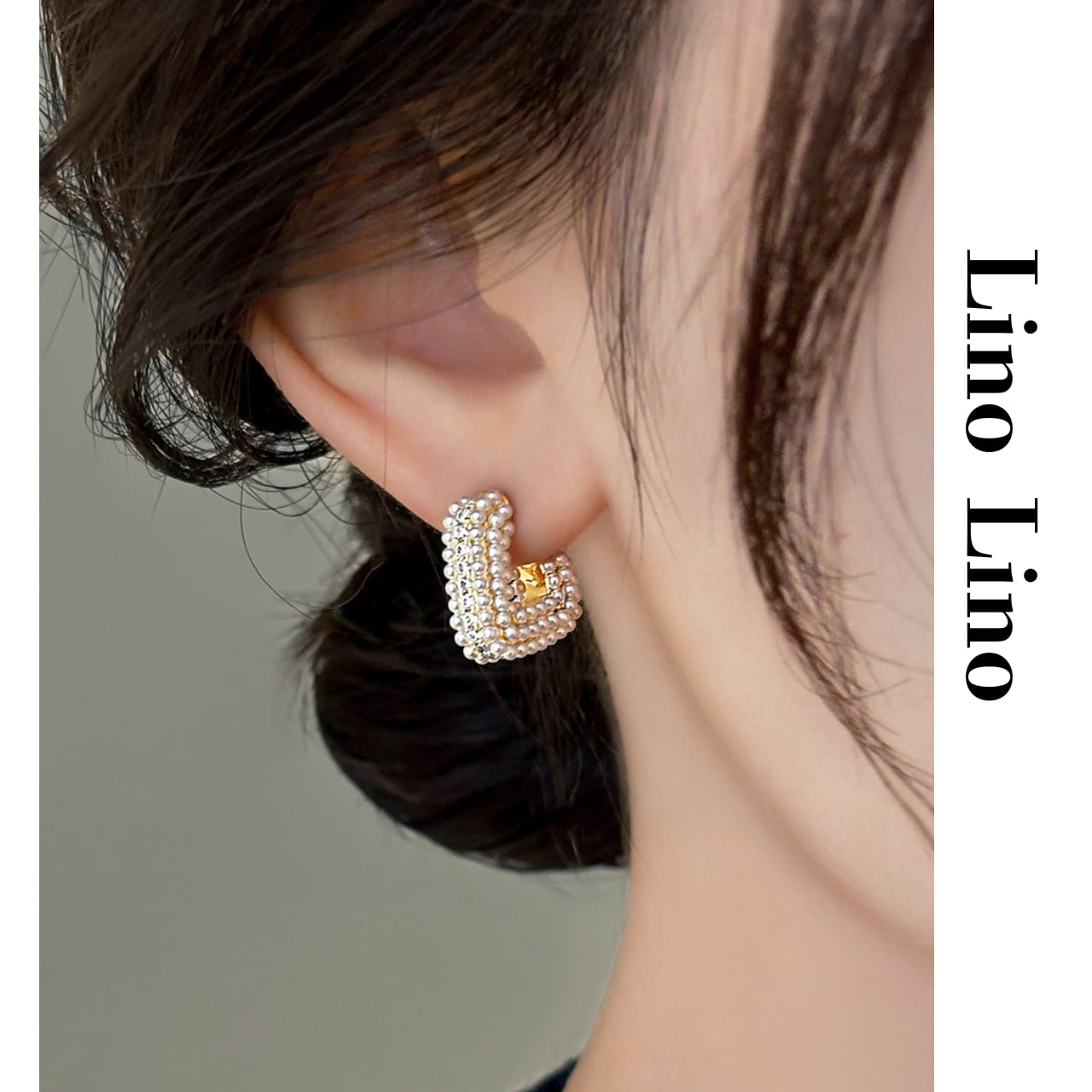 Heart-shaped Pearl-like Stud Pierce L00823