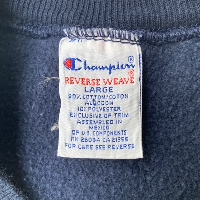 Champion リバースウィーブ スウェット 90s メキシコ製 カレッジ ネイビー ヴィンテージ古着 L 画像3