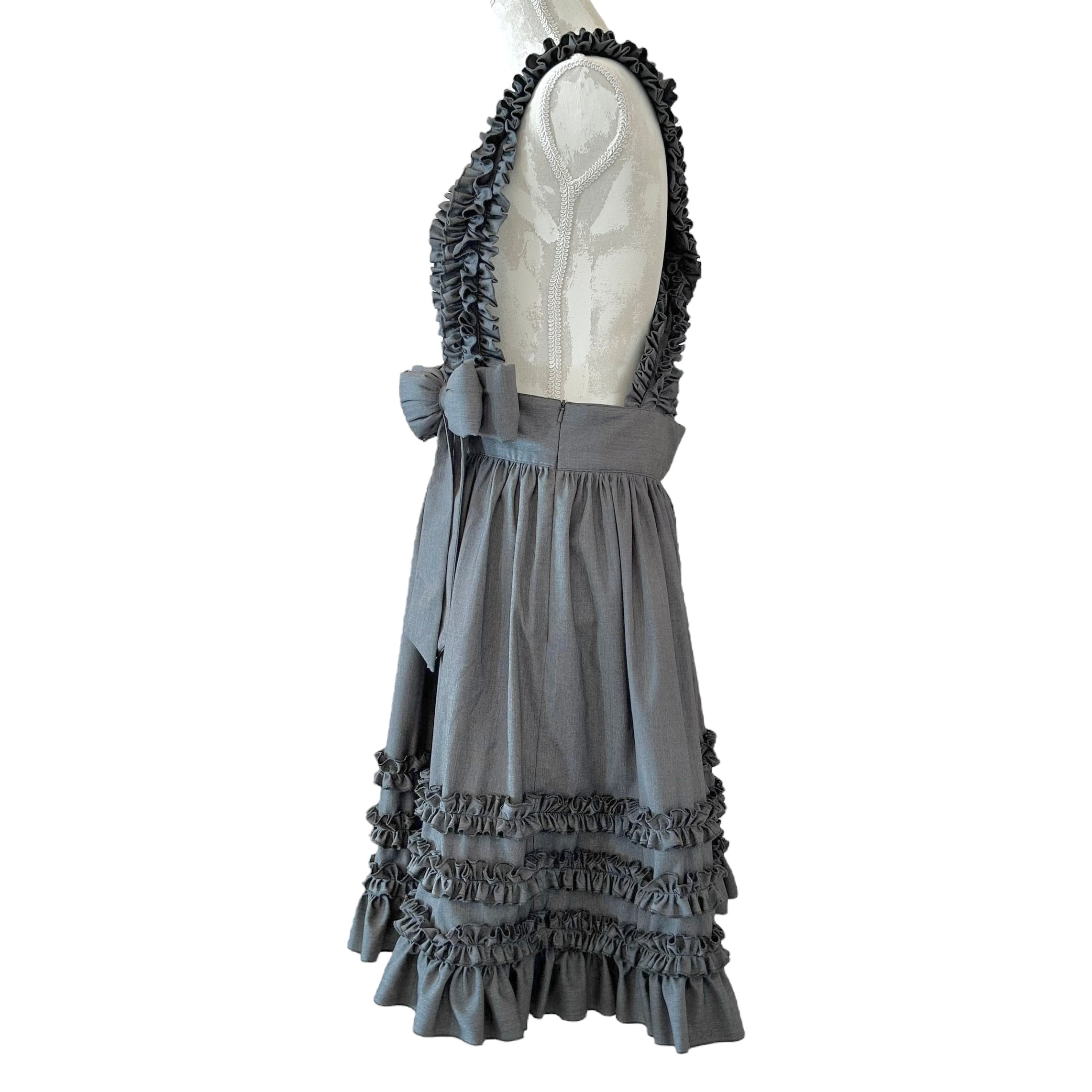 リボンフリルジャンパースカート GRAY