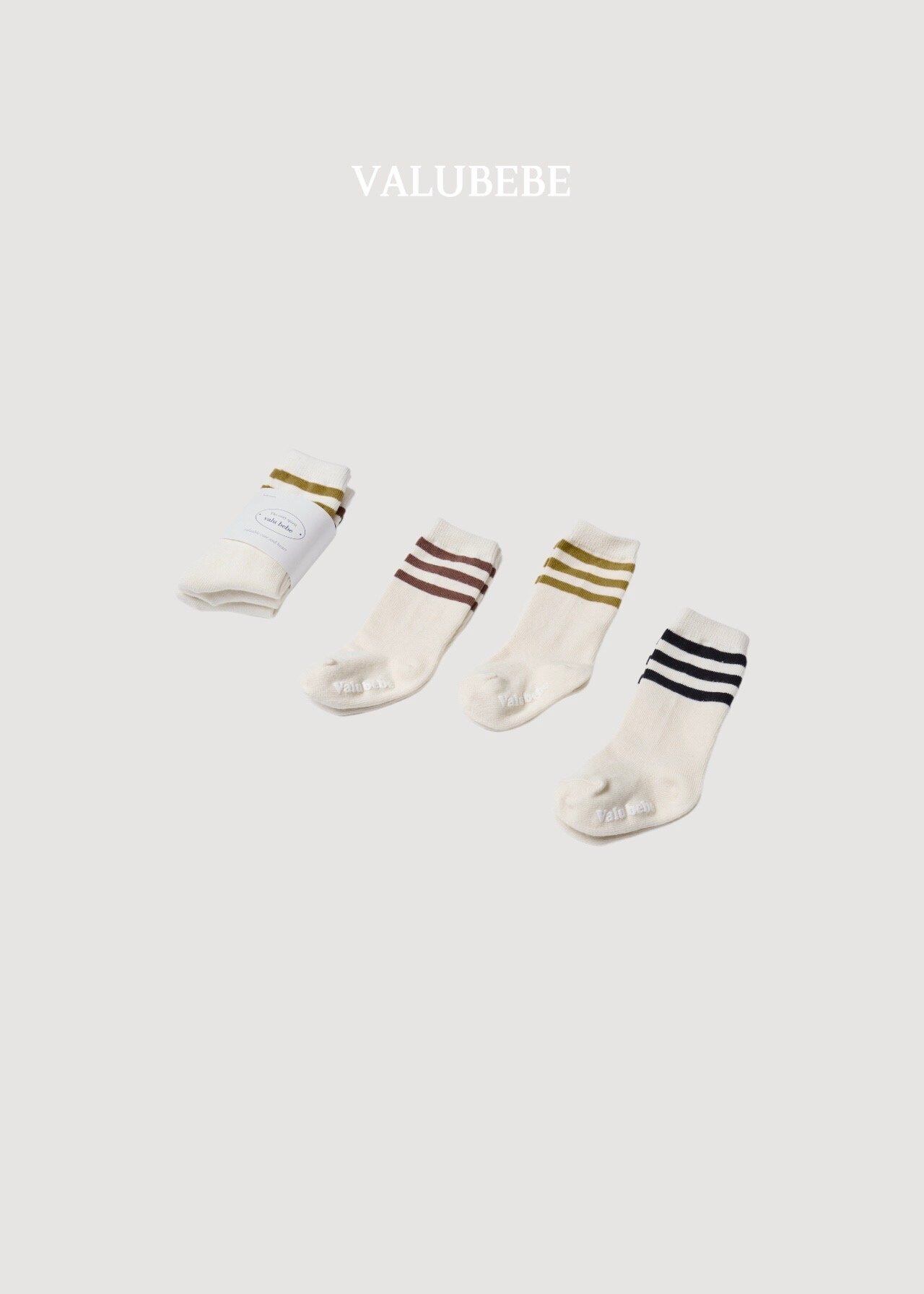 送料無料【予約】/ ベーシックラインソックス(3足セット) / valubebe