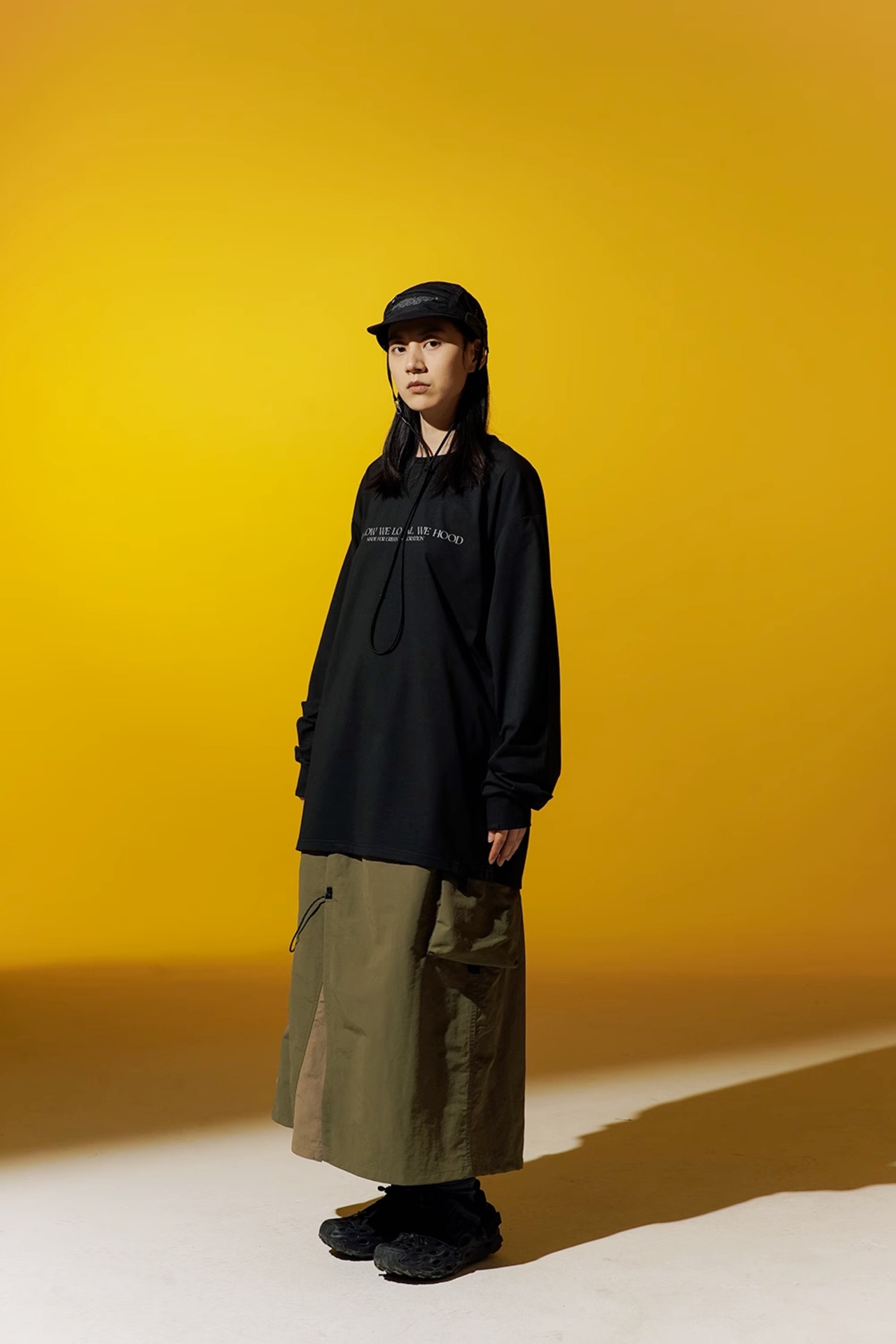 アースカラー パッチワーク Aラインスカート