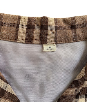 Vintage 60s  Rayon Ombre check shirt -Brown-