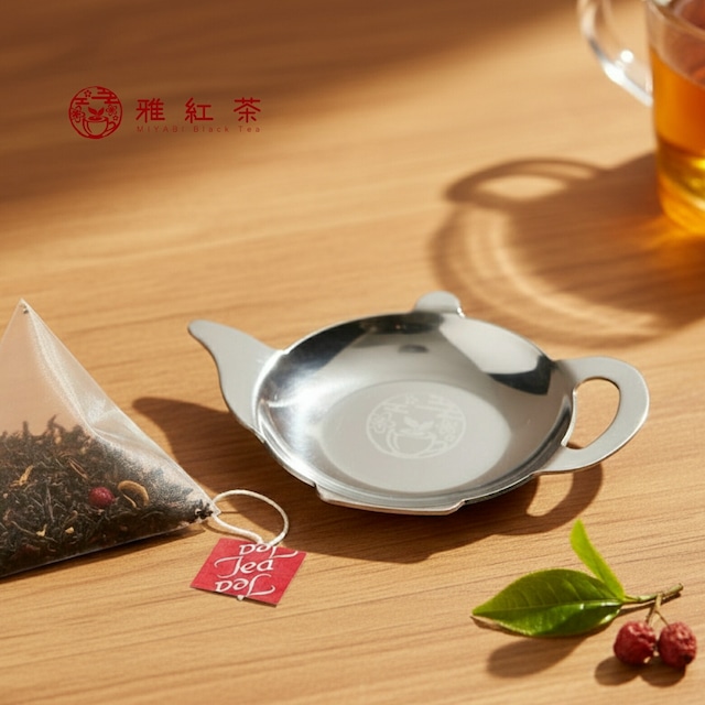 【雅紅茶オリジナルティーバッグトレイ ティーポット型 シルバー 日本製 ティーバッグ置き カトラリーレスト