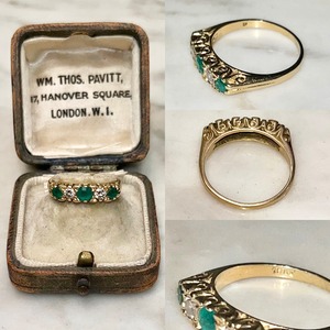 vintage 18ct gold emerald & diamond ring