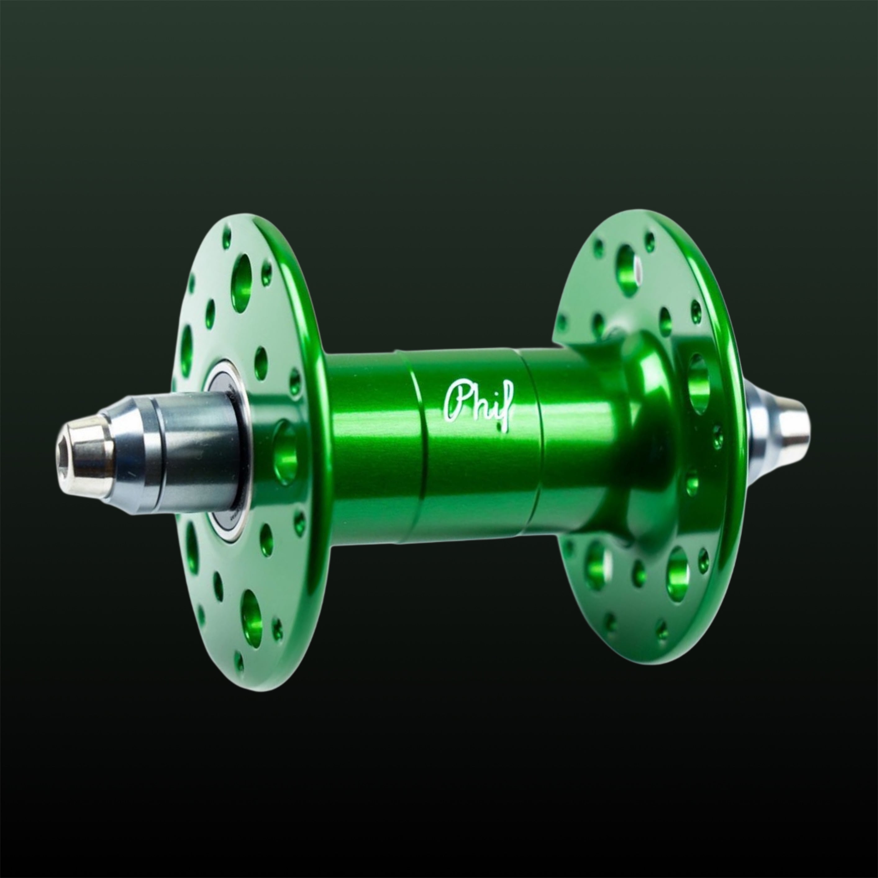 PHIL WOOD】PRO HIGH FLANGE TRACK HUB FRONT (GREEN/F20H 