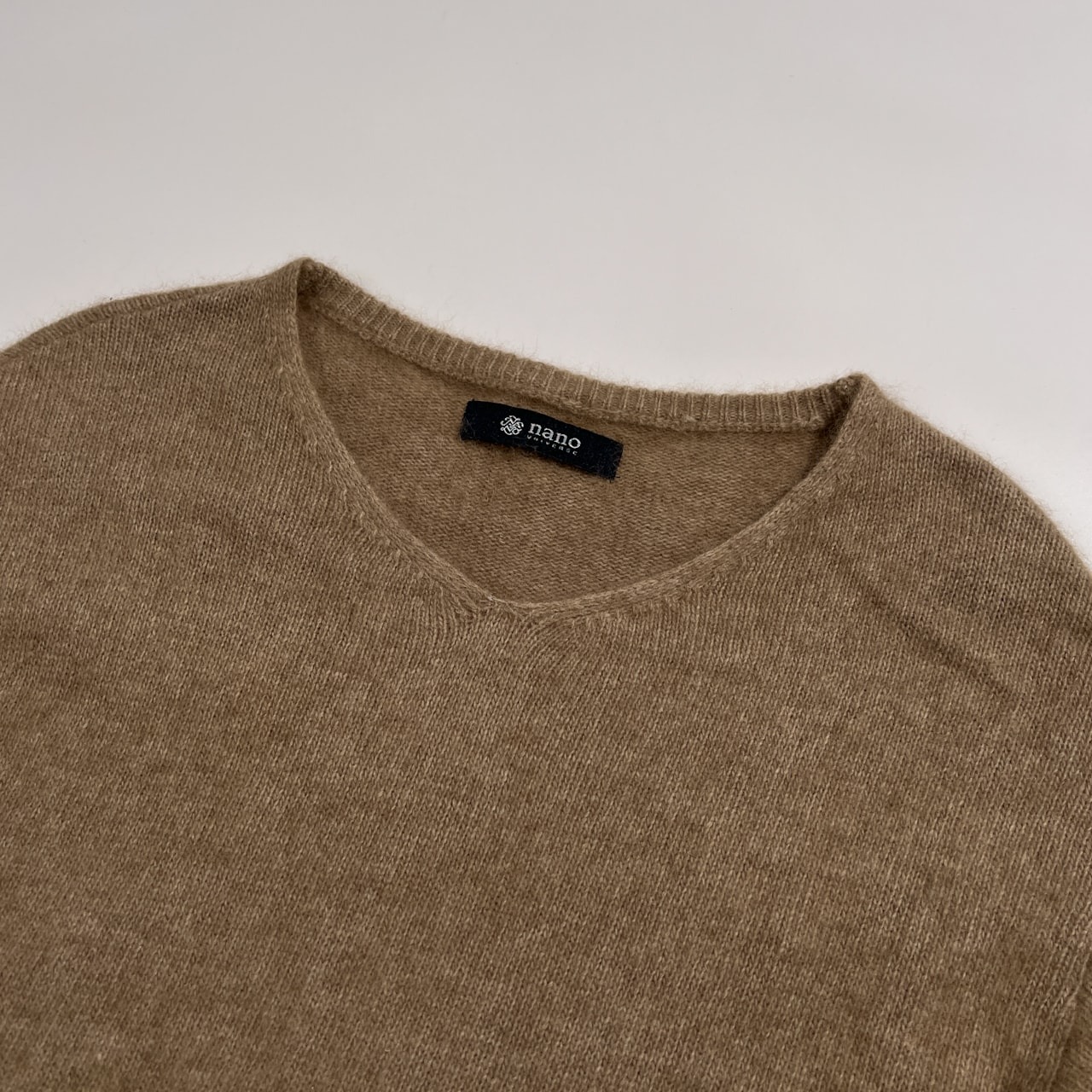 nano universe ナノユニバース ラクーンドッグ タヌキ & 羊毛 ラムウール ニット セーター サイズ F /フリーサイズ/レディース/ベージュ系