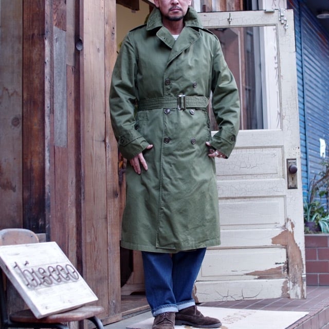 1950s US ARMY Overcoat Cotton Satin M-Long / 50年代 米軍 トレンチ