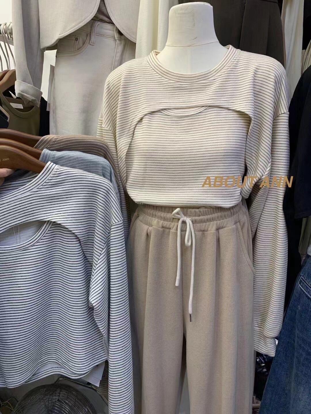 ボーダー カットアウトトップス AJ2085-392